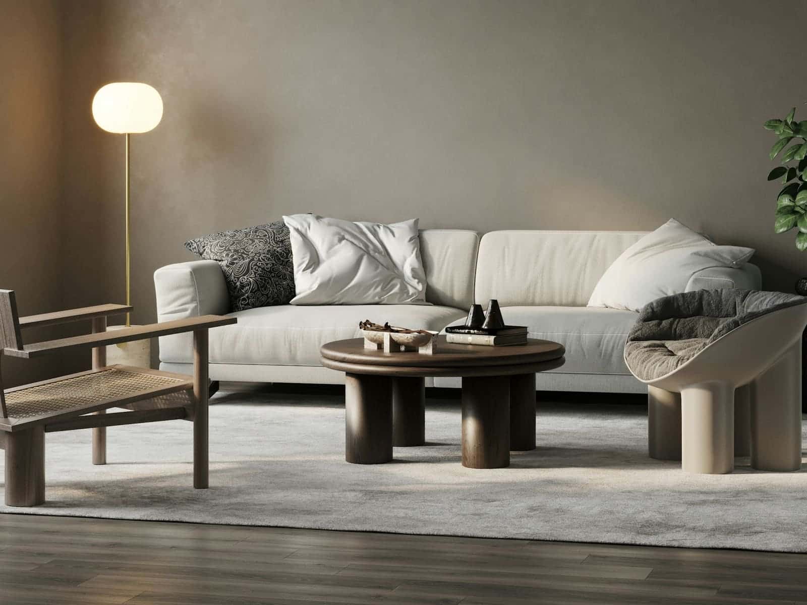 Luxury designer furniture in a styled room