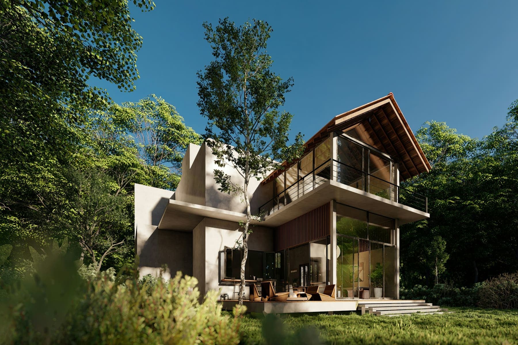 Modern house in a tropical setting