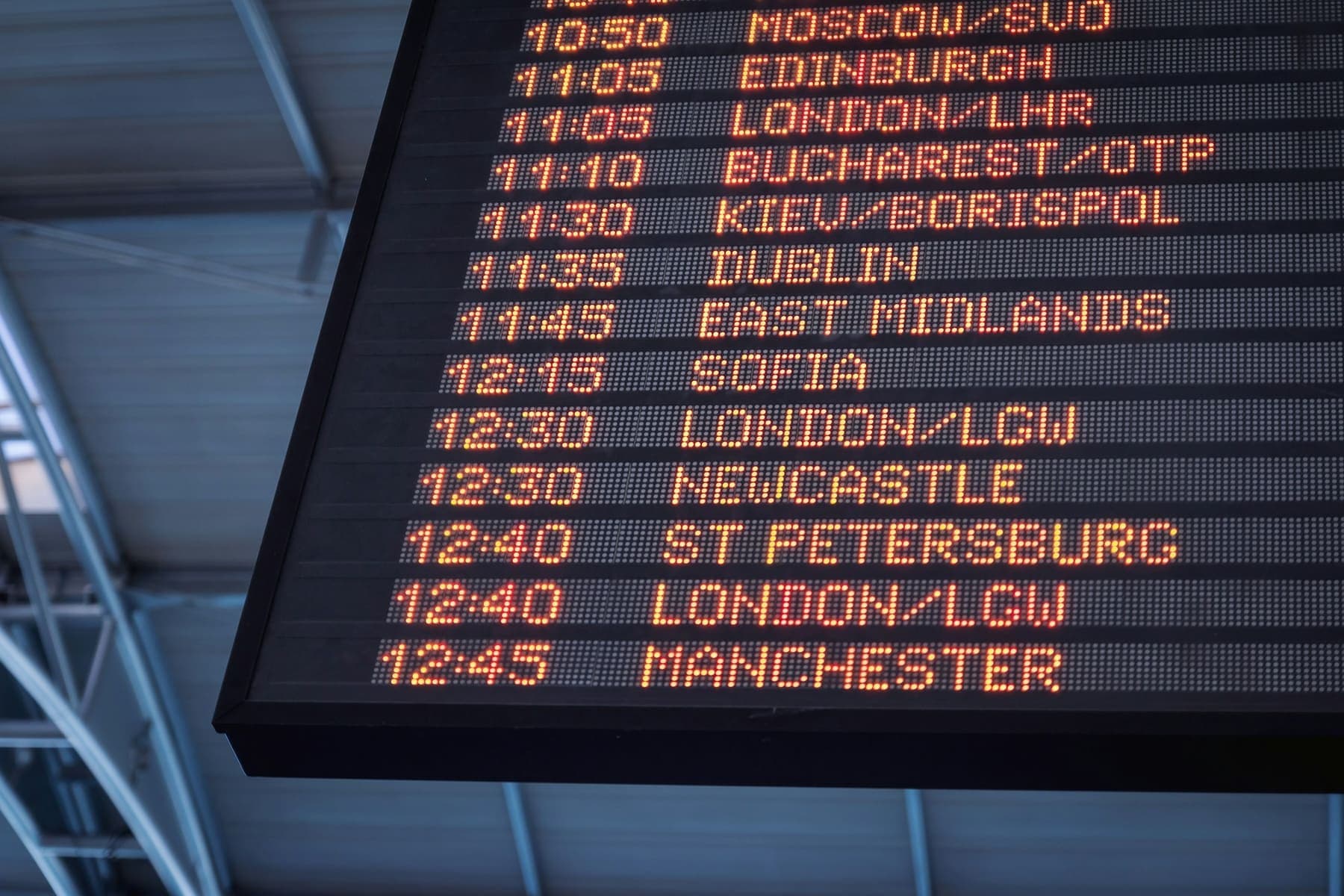 Airport departures board