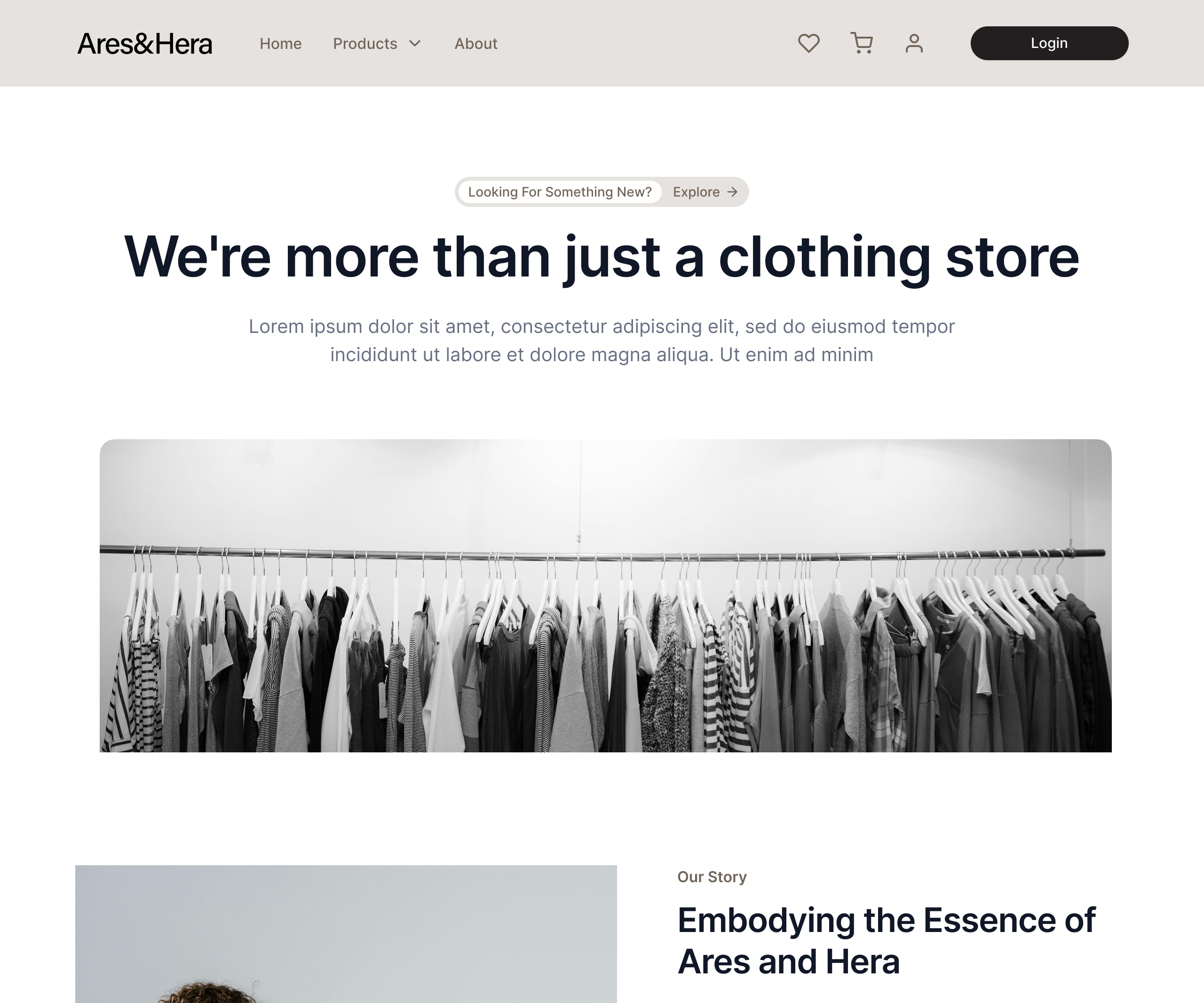 Ares & Hera About page design: the story, the numbers, the values and a contact form