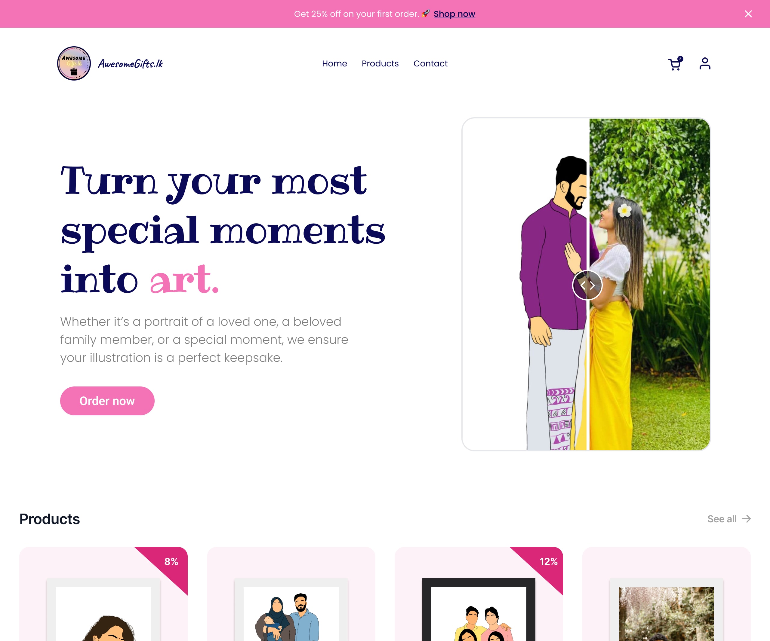 Full Awesome Gifts storefront design, from the hero down to the footer
